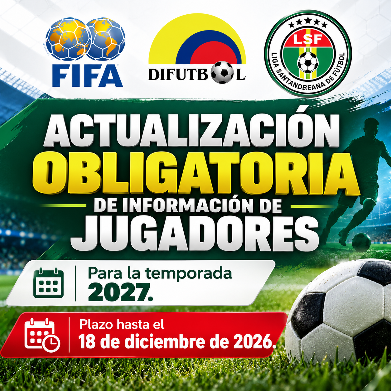ACTUALIZACIÓN OBLIGATORIA DE INFORMACIÓN DE JUGADORES
